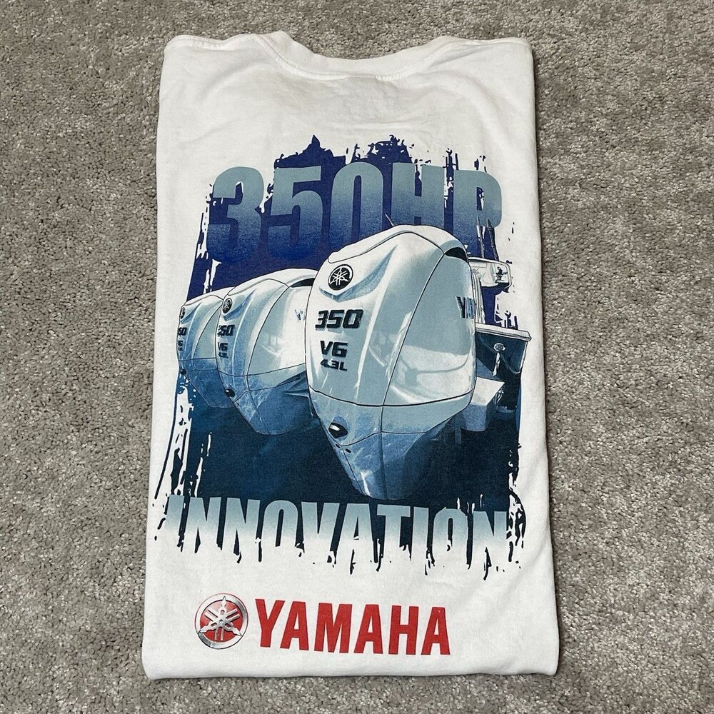 Yamaha Outboard Boat Motor 350 HP Graphic T-Shirt Men's Size XL White Rare
